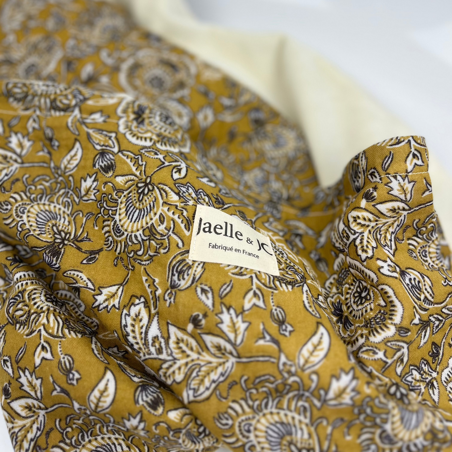 Couverture - moutarde, imprimé fleurs