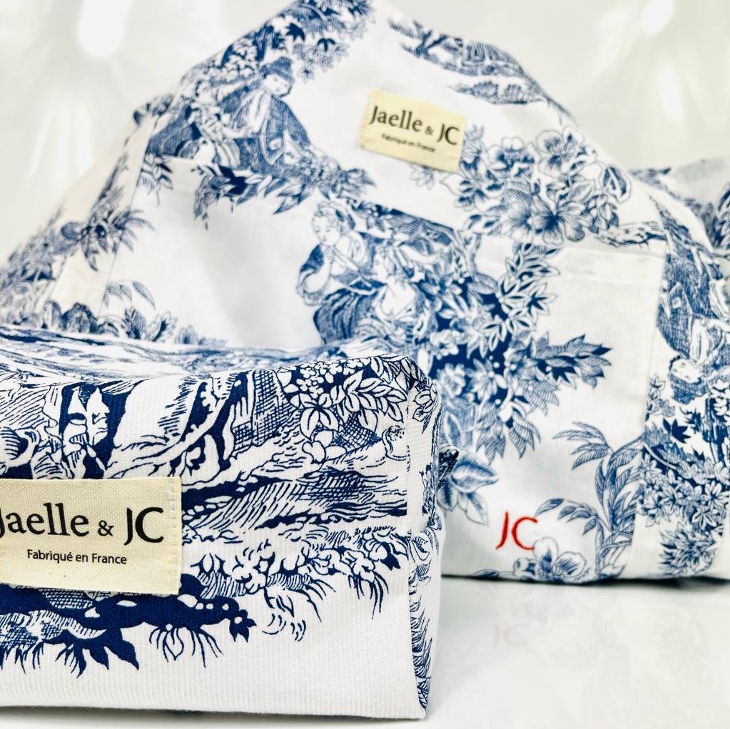 Cabas imprimé toile de Jouy - Bleu
