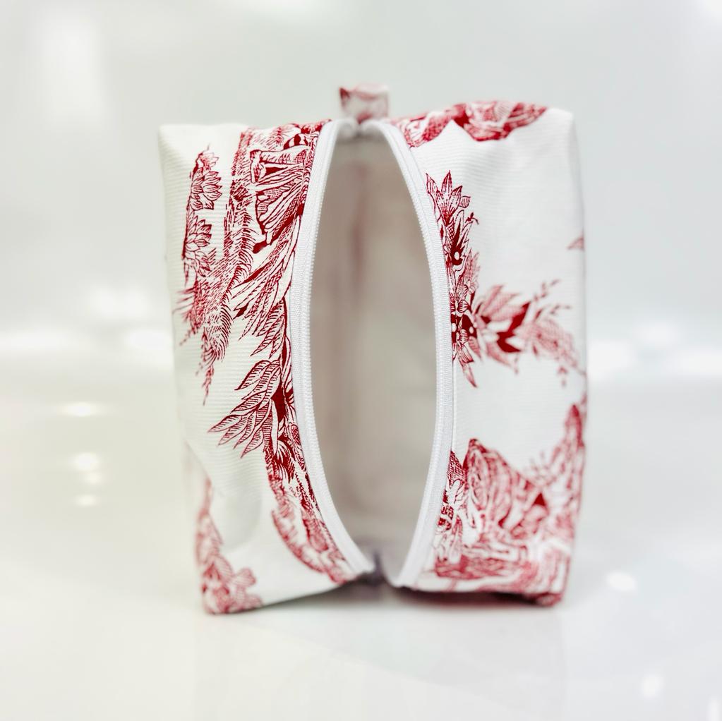 Trousse imprimée toile de Jouy - Rouge
