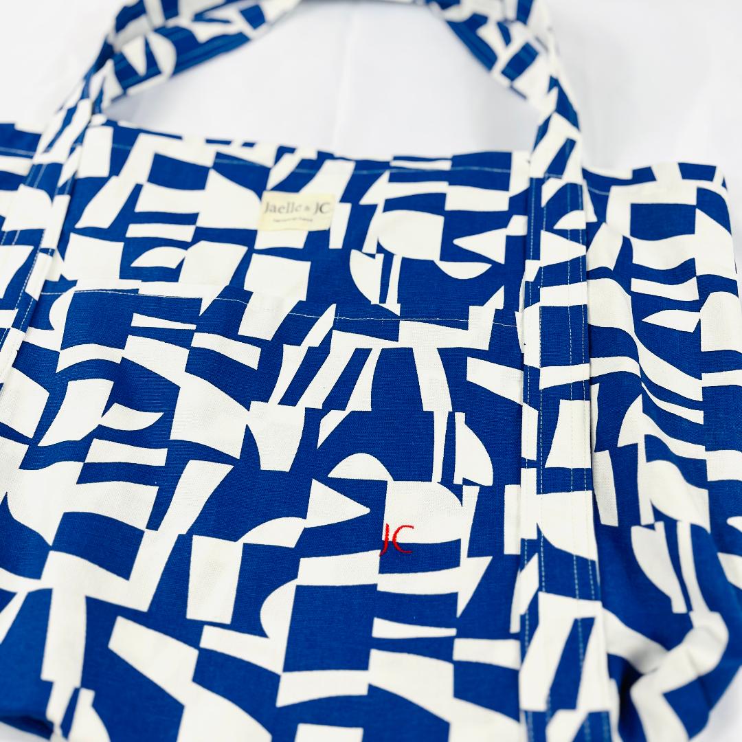 Cabas 100% coton - imprimé bleu