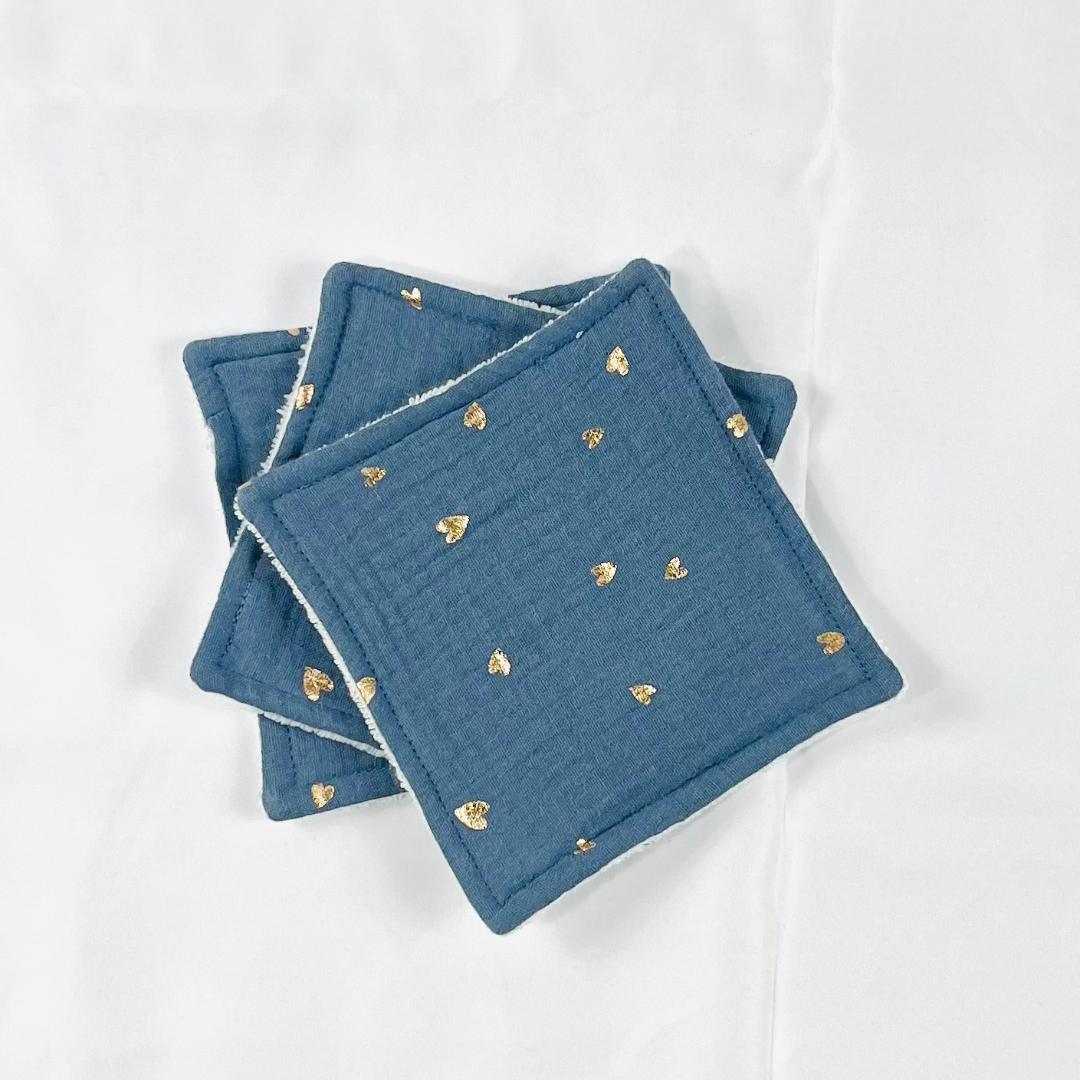 Coffret bébé - bleu coeurs dorés